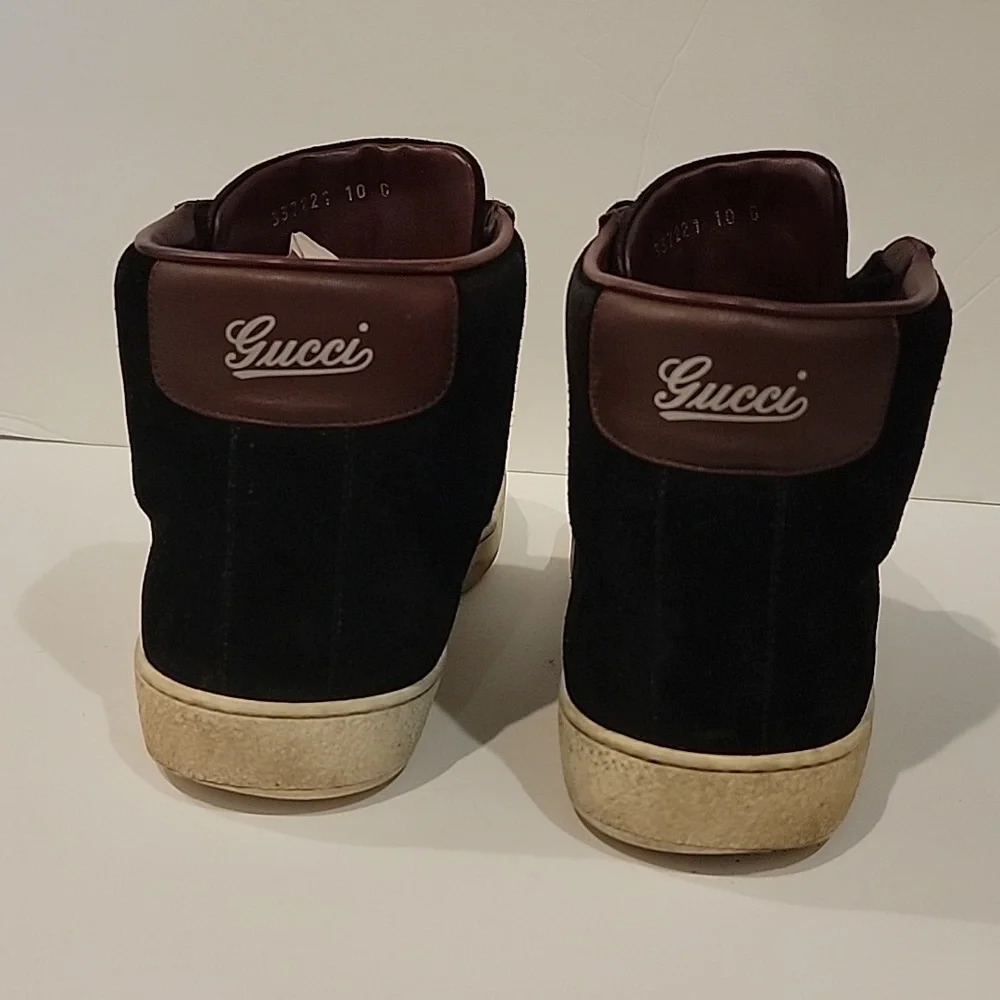Gucci Authentic Suede High Top Web Coda UK 10 US 11 black suede red